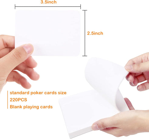 220PCS Poker Size Blank Playing Cards, Index Flash Cards, Study Learning Cards For DIY Game Card Writing Drawing Painting...