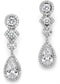 Mariell CZ Clip-On Earrings with Pear Dangles. Drop Style Silver Bridal Clip Earrings for Weddings!...