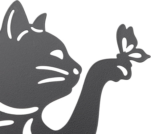 Haofy Cat Silhouette, 1 Piece of Lifelike Cat Yard Art Garden Metal Statue Decor, Hollow Decorative Stakes for Outdoor Farmhouse Pathway Lawn Deco...