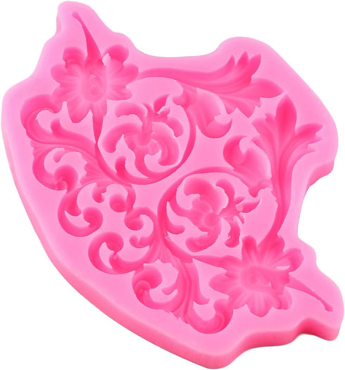 Baroque Style Curlicues Scroll Lace Silicone Mold Relief Flower Lace Fondant Molds For Cake Decoration Cupcake Topper Chocolate Candy Polymer Clay...