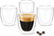 DLux Espresso Coffee Cups 3oz, Double Wall, Clear Glass set of 4 Glasses, Insulated Borosilicate Glassware Tea Cup...