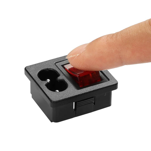 YAODHAOD C8-8 Panel Mount Plug Adapter with 4P Red Light ON-Off Switch 1mm Buckle IEC Inlet Module Plug Power Connector AC 250V 6A/125V 10A (4PCS)...