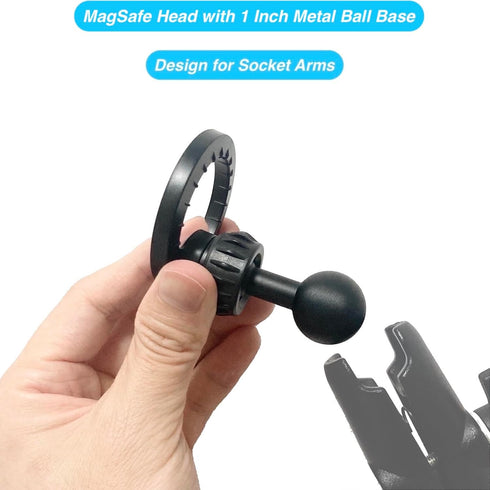 Magnetic Phone Holder Base with 1” Ball Mount Adapter for MagSafe Compatible with RAM Mounts Double Socket Arm for iPhone 15 14 13 12 Series...
