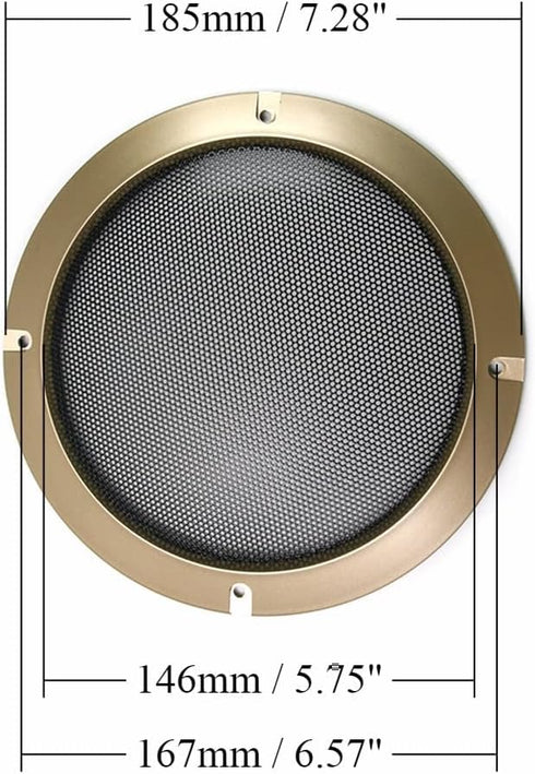 Fielect 6.5 inch Speaker Grill Cover Speaker Grill Mesh Decorative Circle Subwoofer Guard Protector Cover Audio Accessories Gold...