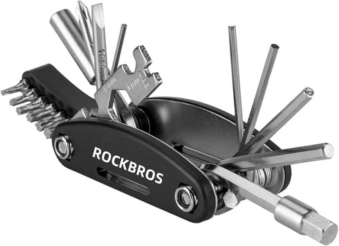 ROCKBROS Bike Repair Kits 16 In 1 Multi-Function Bike Tool Kits Portable Foldable Bike Multitool Cycling Tool Kit Bike Tool Allen Wrench Tire Leve...