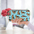 WIRESTER PU Leather Clutch Purse Card Holder Wallet, Zip Around Long Wallet for Women - German Shepherd Funny Playful Postures Light Blue...