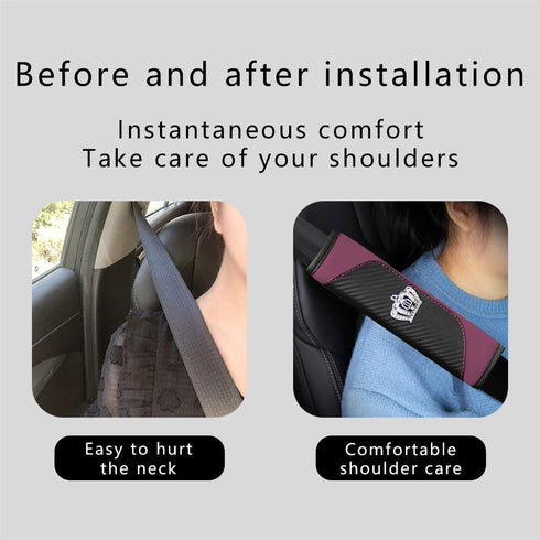 Car Seat Belt Cover, Carbon Fiber Safety Seatbelt Shoulder Strap Covers, Diamond Crown Gear Shifter Cover, Car Safety Strap Covers Car Interior Ac...