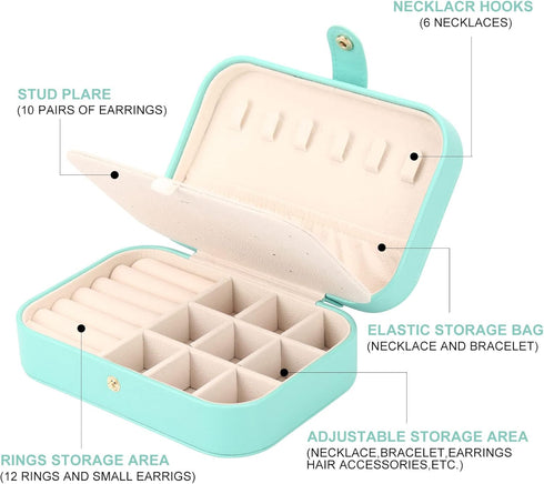 Jewelry Box, Travel Jewelry Organizer Case Small Jewelry Storage and Organizers Craft Containers Travel Mini Organizer/GREEN...