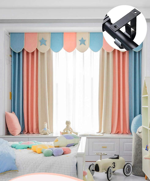 Curtain Rod Brackets 2pcs Black Curtain Rod Holder for Drapery Rod with Diameter 1-1/8"(28mm) Window Drapery Rod Bracket Installed to The Ceiling ...