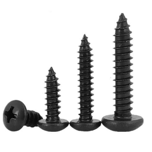 M5*35mm Black Self Tapping Screws, Phillips Pan Head Zinc Plating 304 Stainless Steel Screws, Fasteners Bolts for Plastic Wood Furniture and Drywa...