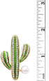 Rosemarie & Jubalee Women's Whimsical Gold Tone Crystal And Pearl Adorned Green Enamel Cactus Statement Brooch Pin...