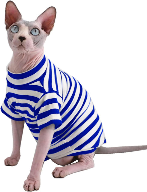 Sphynx Hairless Cat Red Stripe Breathable Summer Cotton T-Shirts Pet Clothes,Round collar vest Kitten Shirts sleeveless, Cats & Small Dogs Apparel...