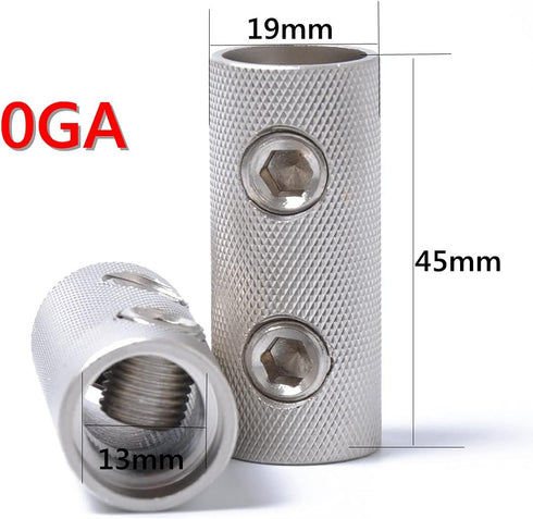 0 Guage Wire Splice Connectors 0 Ga Battery Cable Coupler Audio Wire Butt Connectors Nickel Plated Brass 4PCS with Heat Shrink Tubing...