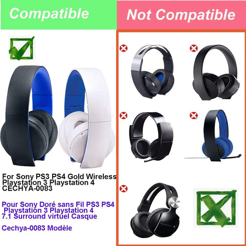 Replacement EarPads for Sony PS3 PS4 Gold Wireless Playstation 3 Playstation 4 CECHYA-0083 Stereo 7.1 Virtual Surround Headphones Ear Cushions Pil...