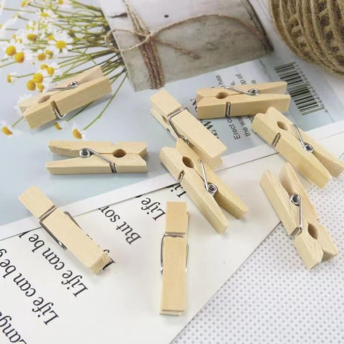 Durable Mini Wooden Clothespins for Crafts: Versatile 1-Inch Size, Pack of 100 - Ideal for DIY Projects, Photos, and Home Decor...