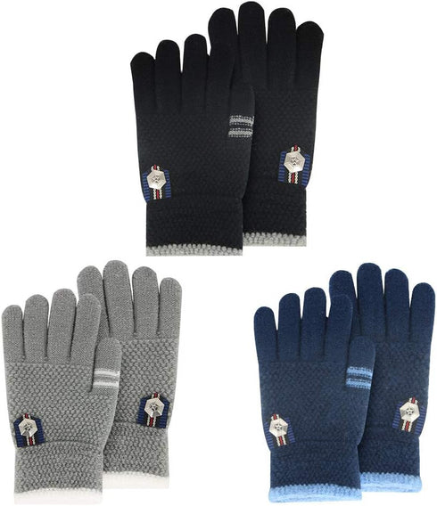 ORVINNER Kids Winter Gloves for Boys Girls, 3 Pairs Children Warm Wool Lined Gloves Toddler Thermal Knitted Mittens...