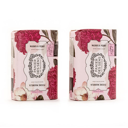 Panier des Sens Magnolia Peony Shea butter natural bar soap, bath & body soap bars - Made in France 95% natural - 2 bars, 7oz/200g each...