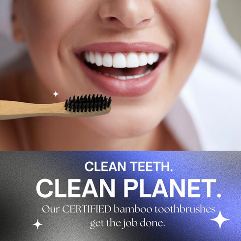 4 Pack Soft Bamboo Charcoal Toothbrush for Adults - Soft Bristle for Sensitive Gum - Aesthetic Wooden Toothbrush with Natural Look for Clean Teeth...