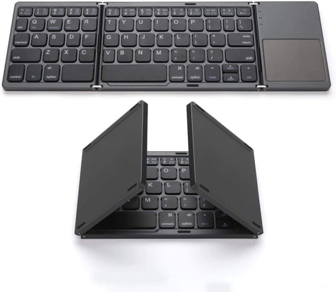 ROCK&ROWN Foldable Bluetooth Keyboard, Pocket Size Portable Wireless Keyboard with Touchpad for Mac OS,Android, Windows, Linux, PC, Tablet, with R...