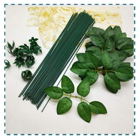 200 Pcs Floral Stem Wire,22 Gauge 16 Inch Floral Stems for Flower Arrangements DIY,Bouquent Stem Wrapping and Crafts,Dark Green...