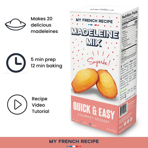 My French Recipe Madeleine baking mix, 8.8 Ounce - Bake Authentic French taste Madeleines! French Gourmet food Cake Mixes Great for Small Gift or ...