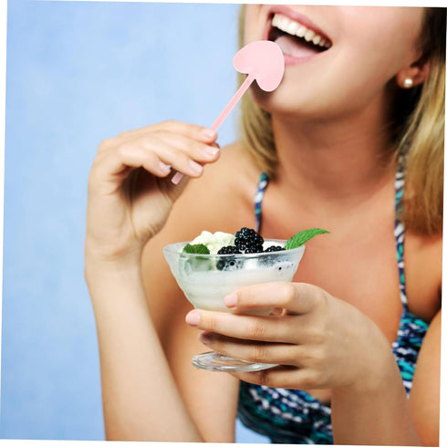 KALLORY 100pcs Mousse Spoon Cake Spoon Heart Shaped Coffee Spoons Taster Spoon Mini Spoons for Jars Small Shovel Spoons Heart Shaped Spoon Espress...