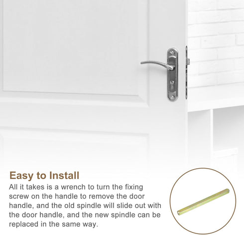 uxcell Door Knob Spindle, Spare Door Handle Spindle Bar, 120mm Long Door Spindle Replacement Door Handle Parts, Gold...