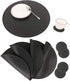Faux Leather Round Placemats and Coasters, Disko Table Mats and Drink Spills Coasters, Easy to Clean, Double Stitched for Kitchen Dining Table, Di...