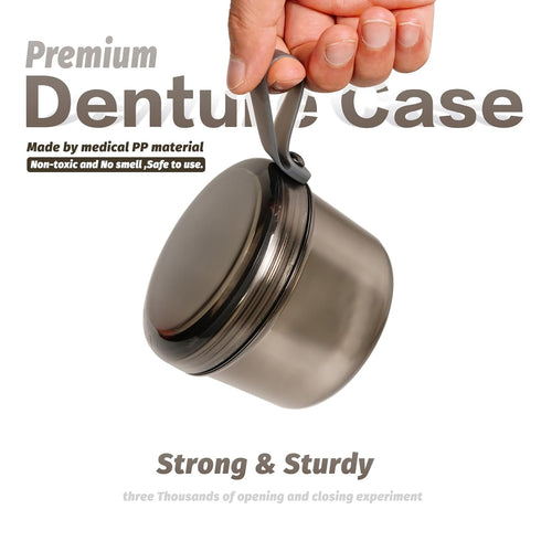 2023 Upgraded Large Denture Bath Box Cup No-Leak Denture case Retainer Cleaning Box Complete Clean Care for Dentures Clear Braces Mouth Guard Nigh...