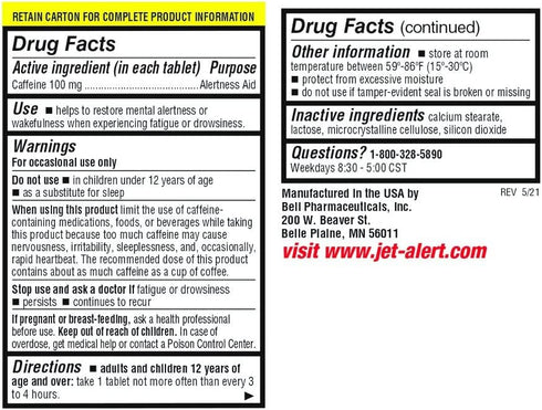 Jet-Alert 100 MG Each Caffeine Tab 120 Count...