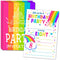ukebobo Rainbow Happy Birthday Party Invitations for Child’s 8th Birthday Party – Colorful Invitation with Envelopes for Kids 8th Birthday Party –...