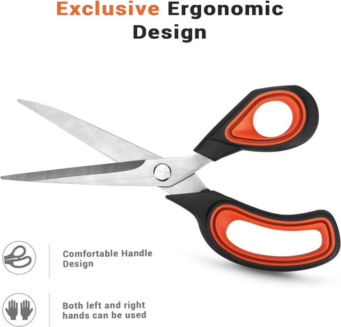 Premium Tailor Scissors Heavy Duty Multi-Purpose Titanium Scissors Professional for Leather Cutting Industrial Sharp Sewing Shears, Red...