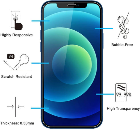 NEW'C 3 Pack Designed for iPhone 12/12 Pro (6.1") Screen Protector Tempered Glass, Case Friendly Anti Scratch Bubble Free Ultra Resistant...