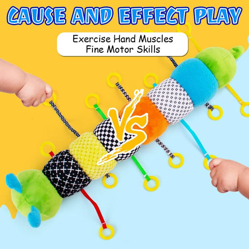 Baby Toys 6 to 12 Months,Montessori Toys for Babies 6-12 Months,Pull String Sensory Toys for 1 Year Old Boys Girls,Plush Caterpillar Learning Acti...