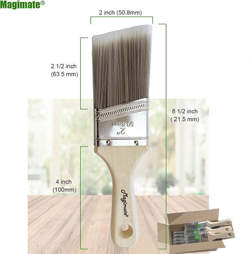 Stubby Paintbrush Shortcut Trim Angled Sash Wooden Short Handle Stain Brush 2 Inch...