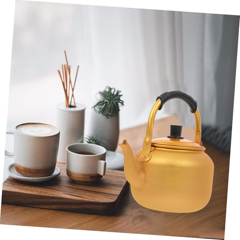 Hemoton Aluminium Tea Kettle Anti Leak Vinegar Milk Tea Kettle Coffee Pot for Home Restaurant (Yellow 1L)...