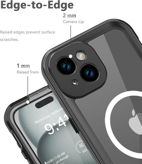 Design for iPhone 15 Plus Waterproof Case, Shockproof Dustproof Phone Case for iPhone 15 Plus with Screen Protector, Full Body Protective Case for...