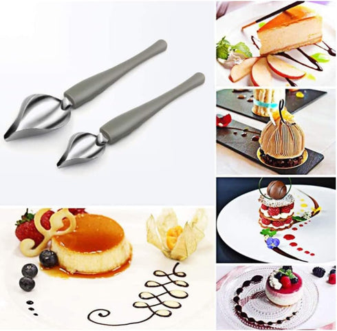 4 Pcs Culinary Drawing Decorating Spoons Set Drawing Decorating Spoon Plated Decorating Pencil Spoon Dessert Serving Decorating Spoon for Decorati...