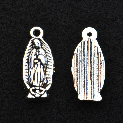 VIDRIO Pack of 80 Lady Guadalupe Pendants Silver Craft Supplies for Jewelry Making Tibetan Accessories for Bracelets Necklace DIY...