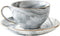 FUYU Gold Edge Marble Ceramic Espresso Coffee Cup and Saucer Set Tea Cup...