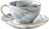 FUYU Gold Edge Marble Ceramic Espresso Coffee Cup and Saucer Set Tea Cup...
