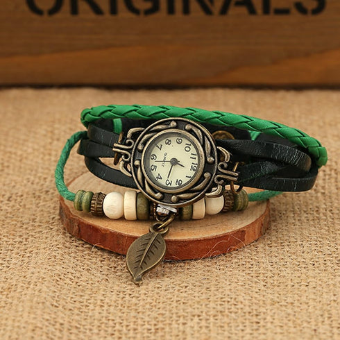Pack of 6 Women's Watches Vintage Wrap Around Bead Leaf Bracelet Quartz Wholesale Set...