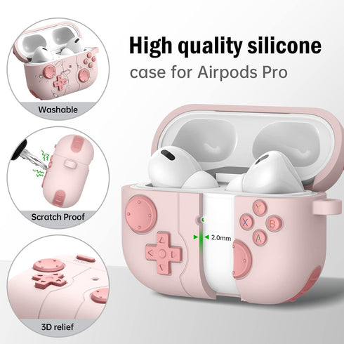 AirPods Pro Case Cover with Cleaner Kit,Classic Handheld Game Console Design Soft Skin Silicone Protective Case for AirPods Pro 2nd/1st Generation...