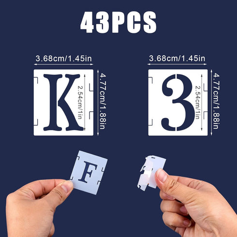 AIEX 43pcs 1 Inch Letter and Number Templates, Reusable Plastic Uppercase Letter Stencils Alphabet Stencils Punctuation Marks Symbol Numbers Craft...