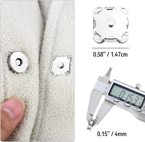 20 Sets Plum Magnetic Snaps Buttons for Sewing Supplies 15mm Purse Snap Clasps Button for Sewing, Craft, Bags, Clothes, Leather (Silver)...