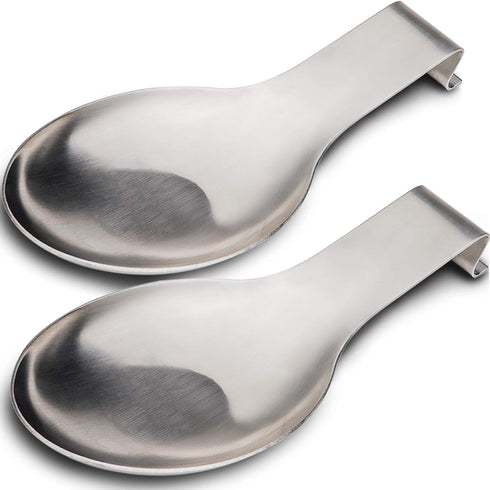 Stainless Steel Spoon Rest, Spatula Ladle Holder, Stainless Steel Utensil Spoon Rest Holder, Brushed Finish, Dishwasher Safe 9.8 x 3.7 Inch (Silve...