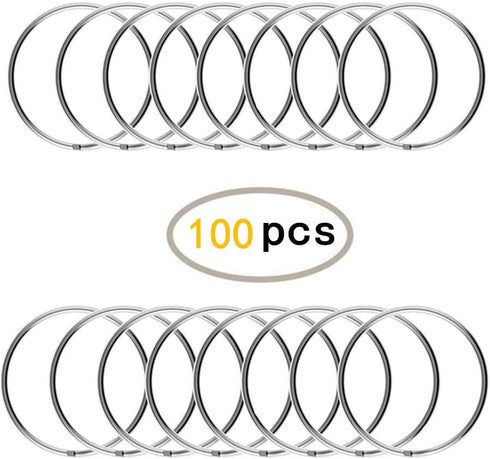 KINGFOREST 100-Pack Split Key Rings (1.2 Inch/30mm) - Silver Nickel Metal Keychain Rings for Keys, DIY Crafts, Bags & Accessories - Durable Bulk K...