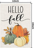 Hello Fall Pumpkin Garden Flag 12x18 Inch Double Sided, Autumn Sign Seasonal Yard Outdoor Thanksgiving Decor DF310...