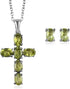 SHOP LC DELIVERING JOY Crystal Jewelry Set Cross Necklace Stud Earrings for Women Religious Stainless Steel Size 20" Catholic Faith Christian Birt...
