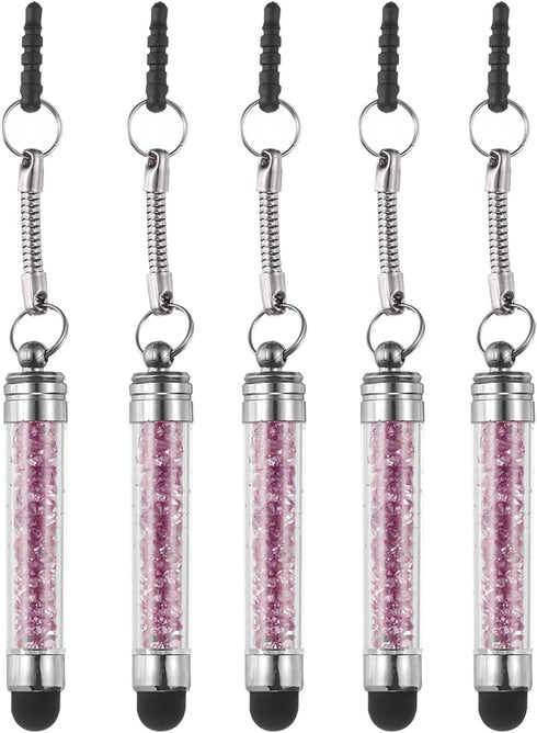 MECCANIXITY 5pcs Stylus Pen for Touch Screens Mini Crystal Diamond Capacitive Pens for Universal All Touchscreen Devices, Purple...